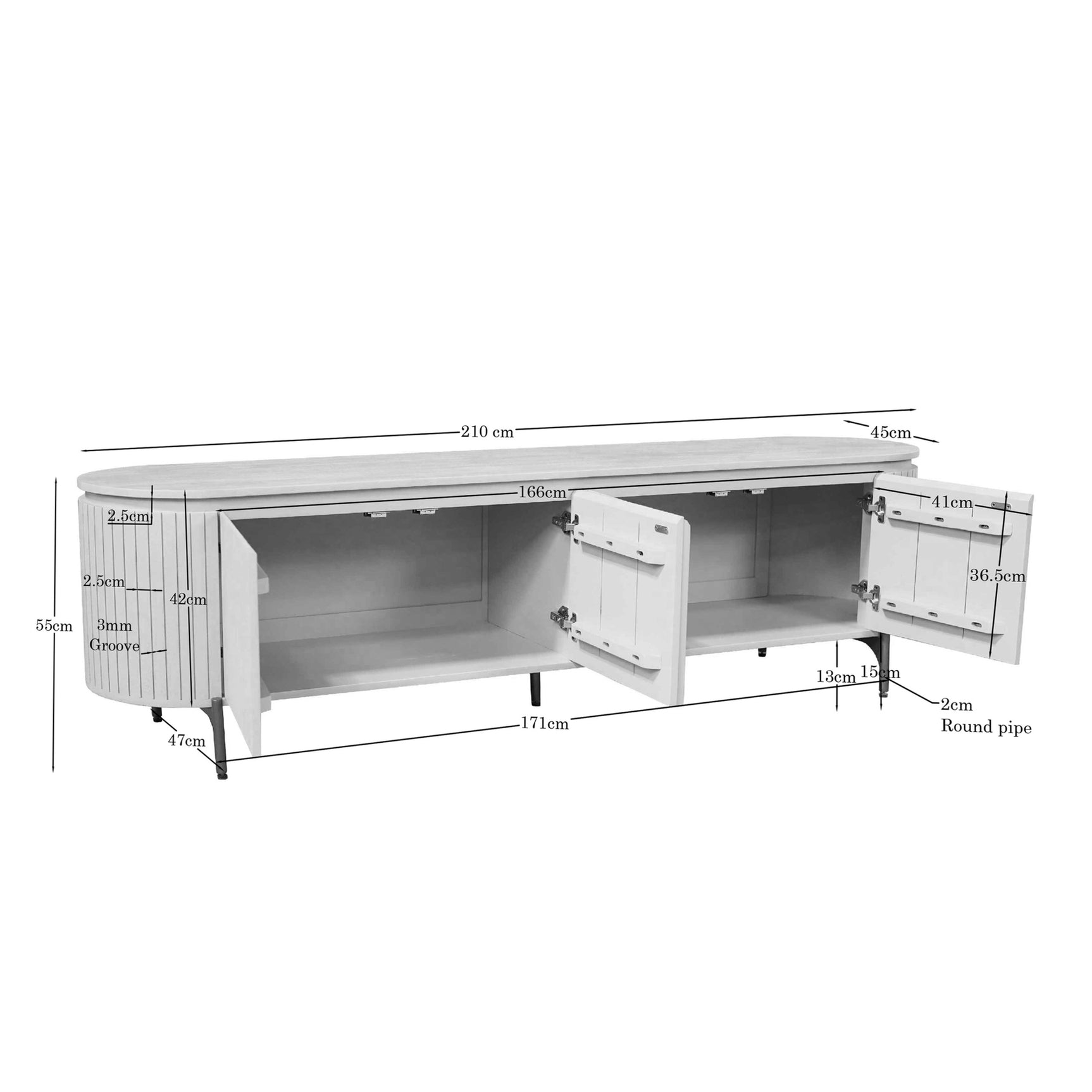 Tv meubel Solana Bruin Mangohout 210 cm