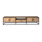 Tv-meubel Dakota 240 cm met middenlade en twee kastdeuren in houtlook