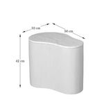 Salontafel zandkleur, afmetingen 50 cm x 33 cm x 42 cm, rond blad