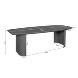 Eettafel met afmetingen 240×100×75 cm en afgerond blad
