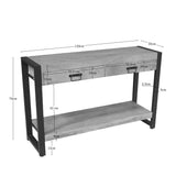 Sidetafel Britt met afmetingen 120×35,5 cm, twee laden en open plank