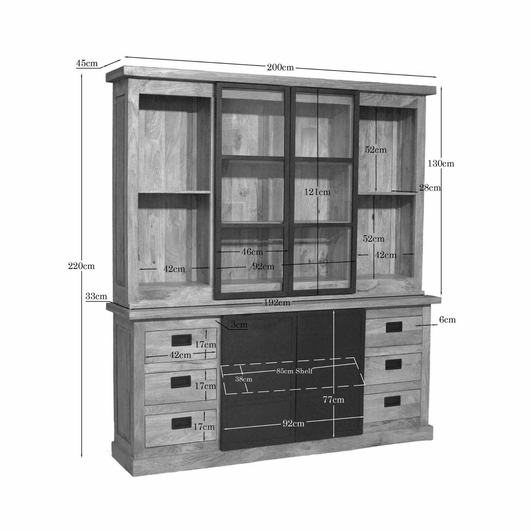 Vitrinekast Noa | 200 cm