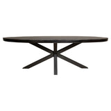 Ovale eettafel met zwart blad en X-poot