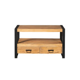 Tv-meubel Boaz 100 cm front met open vak en 2 lades, eikenlook hout en zwart frame