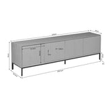 Tv-meubel Madison Brown: grijs houtlook tv-meubel met schuiffront en poten, 210 cm