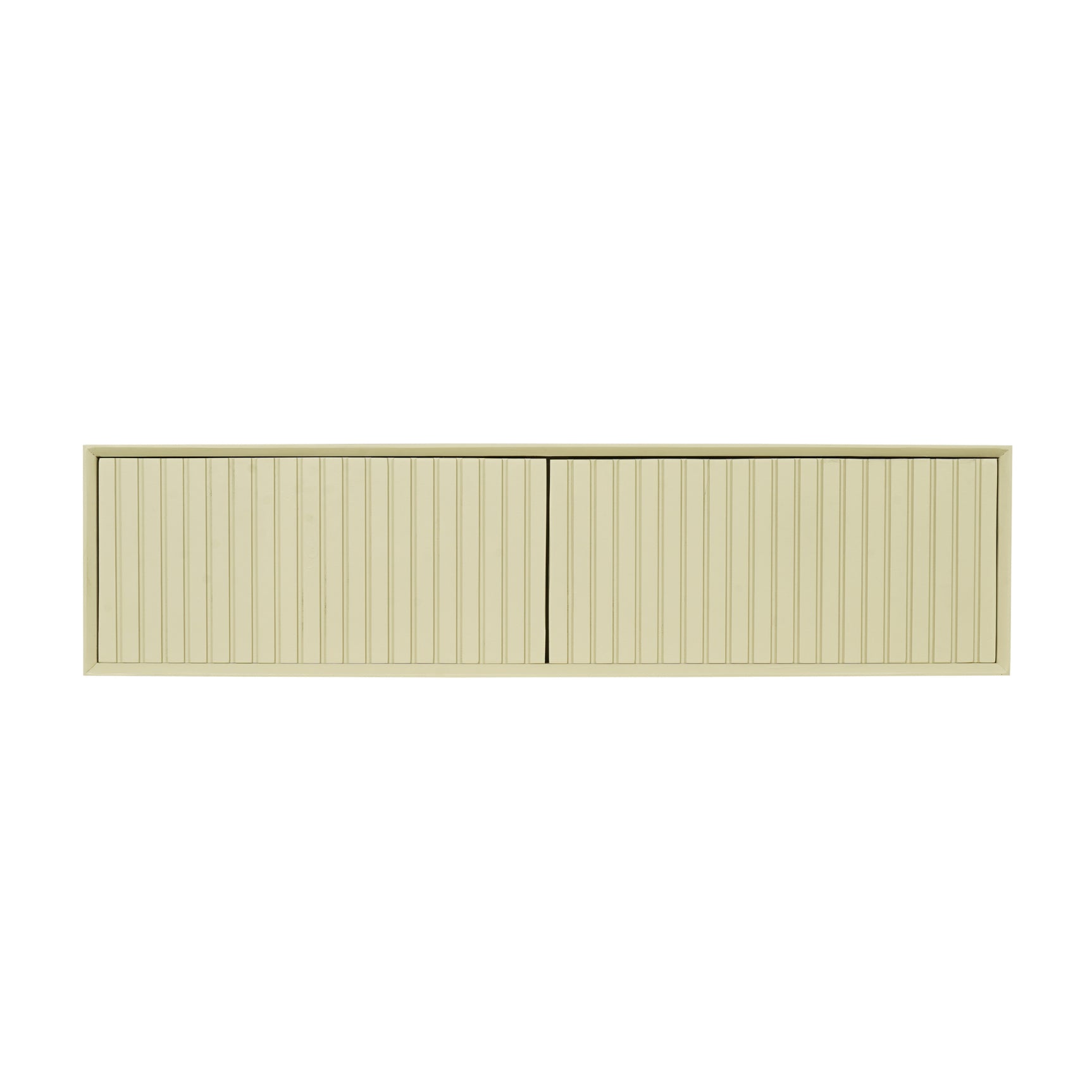 Zwevend tv-meubel Madison zandkleurig front met verticale ribbels en drie paneelsegmenten