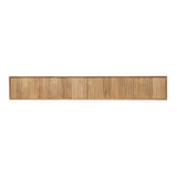 Zwevend tv-meubel van licht hout, breed frontpaneel met verticale houtnerf
