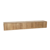 Zwevend tv-meubel Madison in zandkleurig hout, lange front met verticale ribben