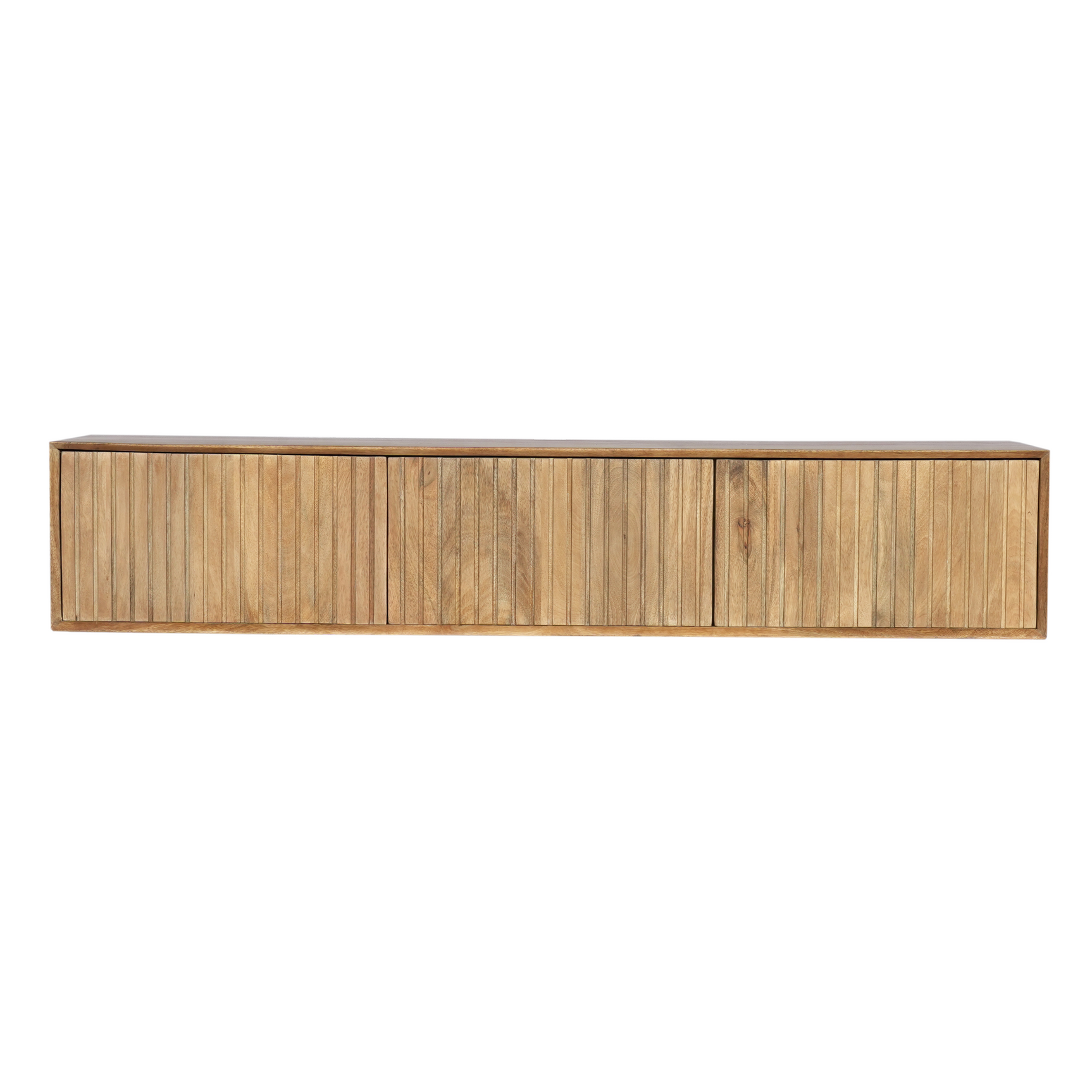 Tv-meubel Madison Naturel: naturel houten front met verticale latten