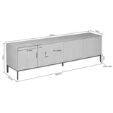 Maattekening tv-meubel: 210 cm breed, 45 cm diep, 55 cm hoog