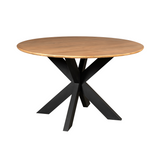 Ronde eettafel Madison Naturel met naturel houten blad en zwarte gekruiste poten