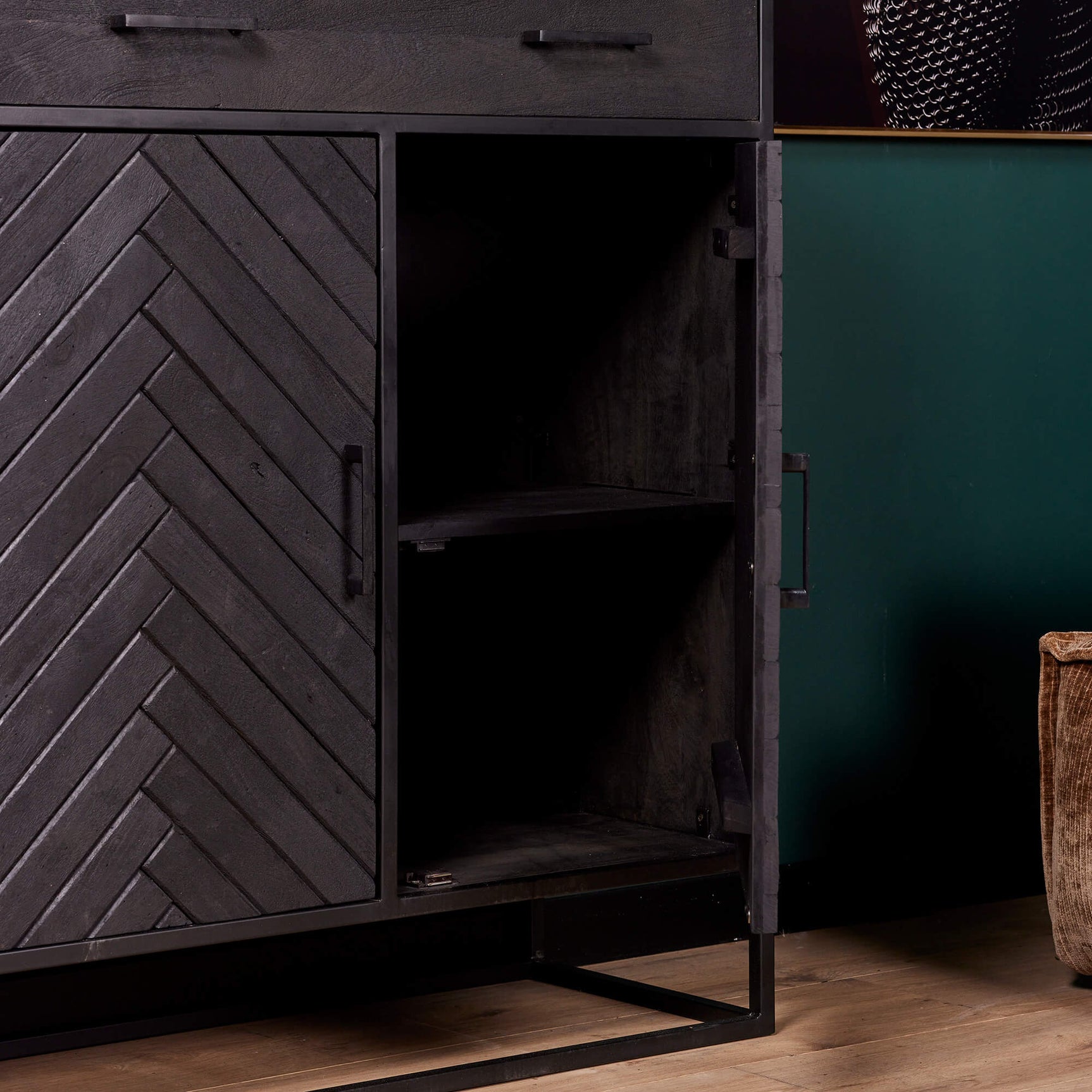 Kast New York | Mangohout en staal | 100 cm