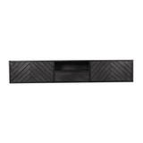 Zwevend tv-meubel met twee opbergvakken, centraal open vak en lage middenlade