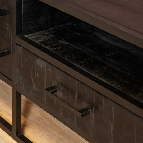 Tv-meubel Denver Zwart 145 cm | mangohout en staal