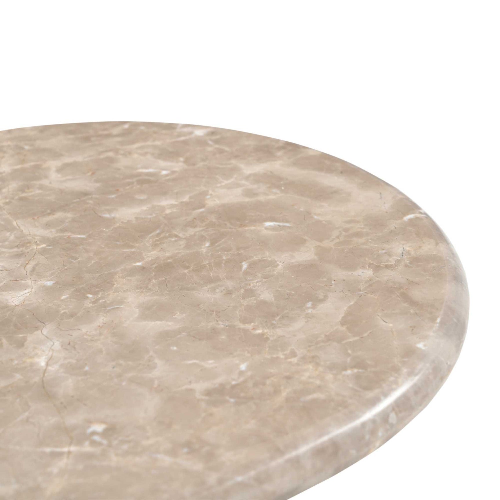 Bijzettafel: rond lichtbeige marmer-look blad met subtiele nerftekening