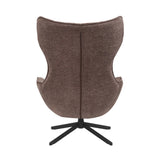 Fauteuil Olivia met hoge rug, draaibasis en verticale middennaad, donkere stof.
