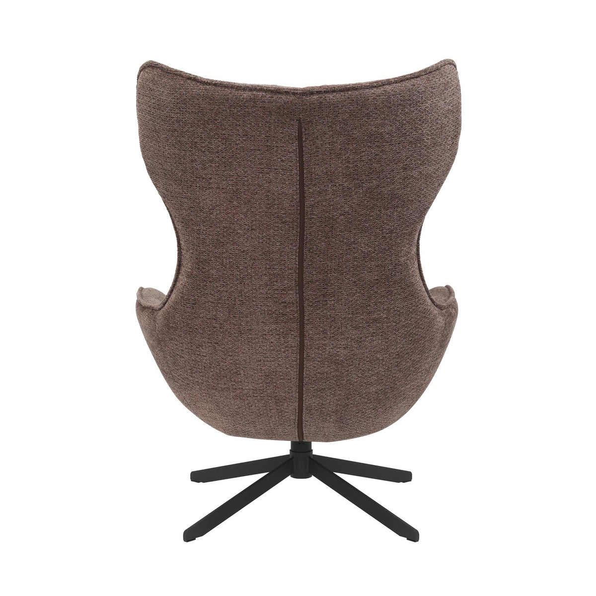 Fauteuil Olivia met hoge rug, draaibasis en verticale middennaad, donkere stof.