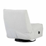 Lichtgrijze relaxfauteuil zijaanzicht met afgeronde armleuningen en bedienknop