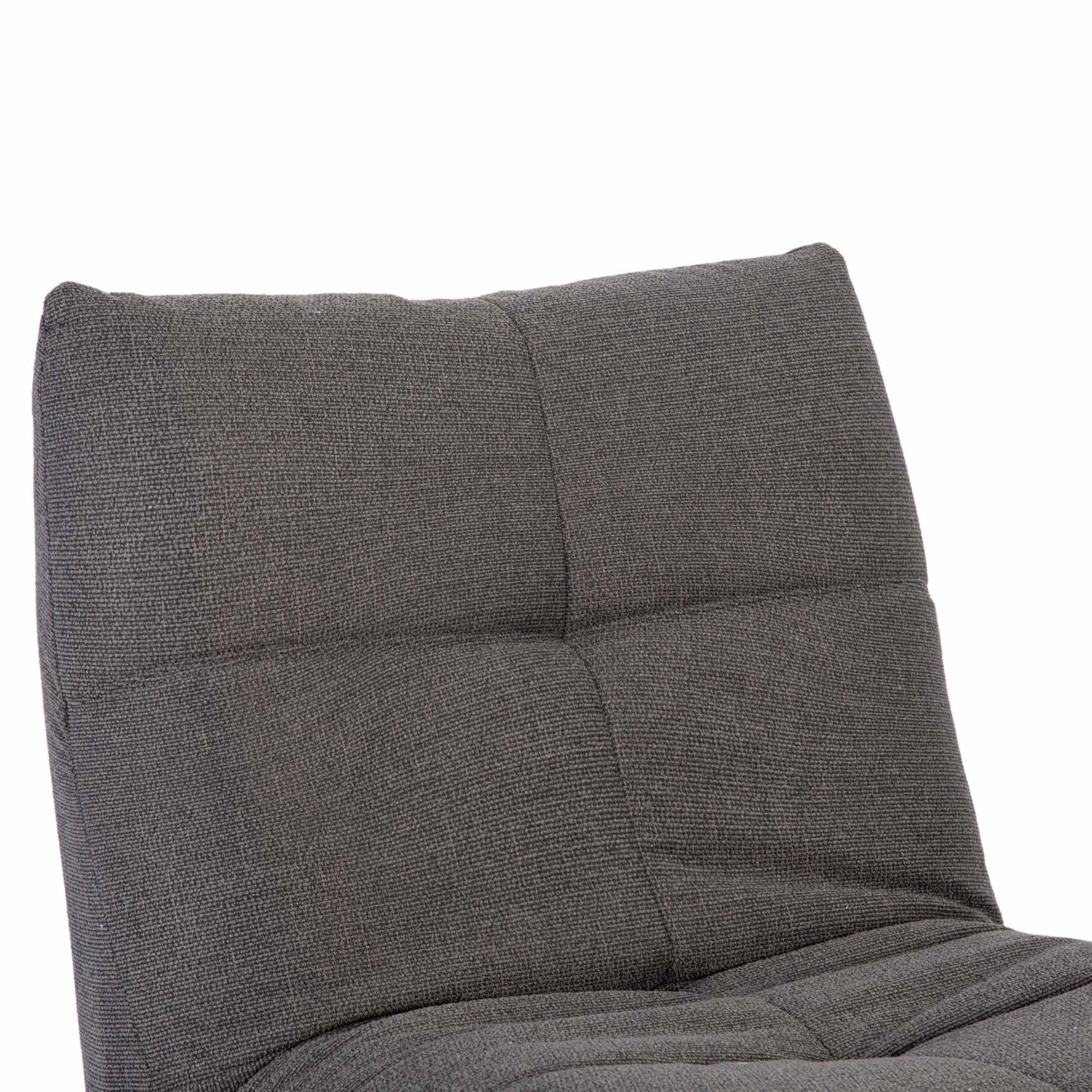 Donkergrijze relaxfauteuil rugleuning met kussenvakken en doorlopende stiknaden