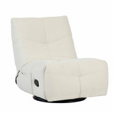 Relaxfauteuil, naturel gestoffeerd met voetensteun en draaibare ronde basis