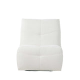 Relaxfauteuil in naturel stof, rechtop staande rug en brede zitting