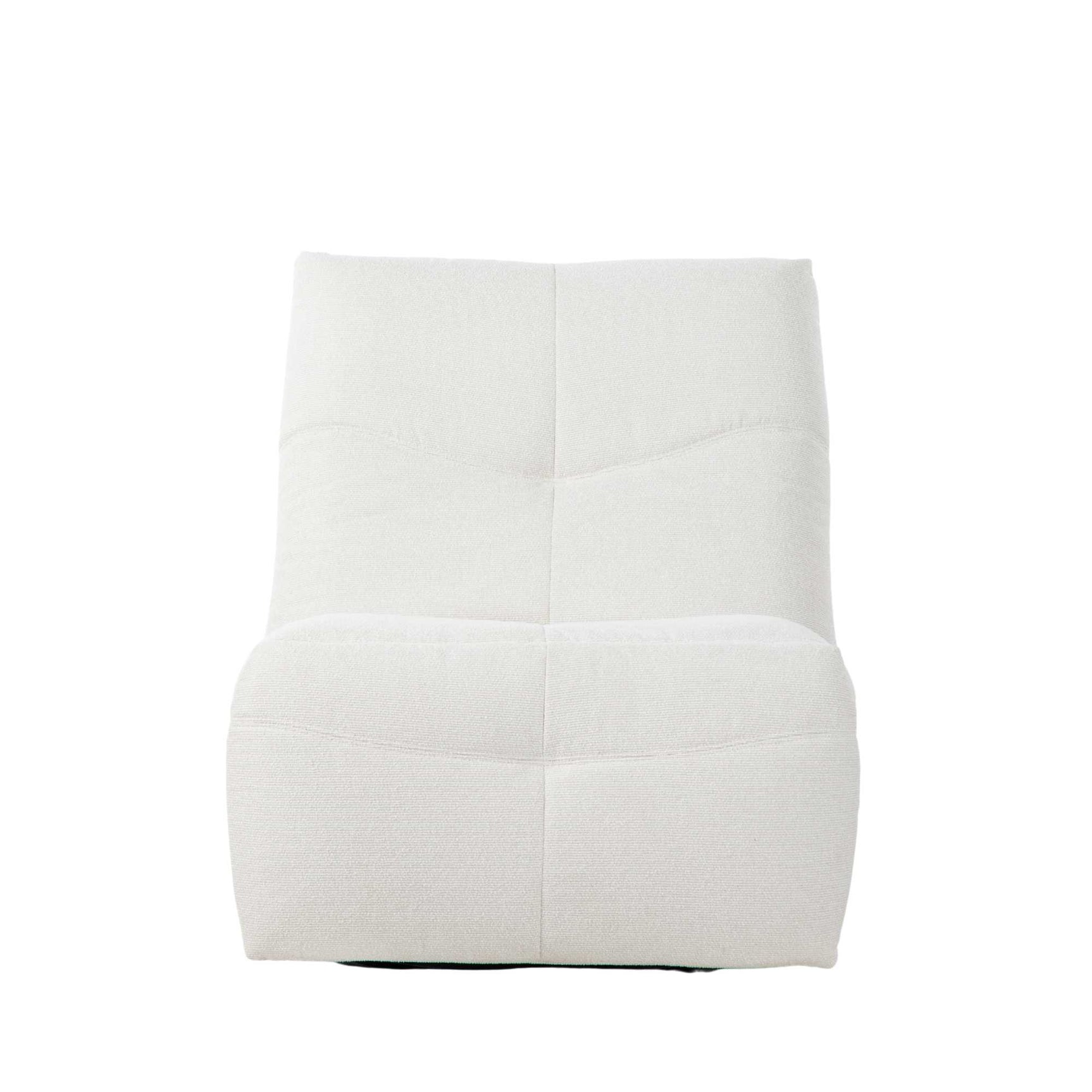 Relaxfauteuil in naturel stof, rechtop staande rug en brede zitting