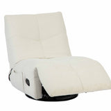 Witte relaxfauteuil met zijdelingse bedieningsknop en opklapbare voetensteun