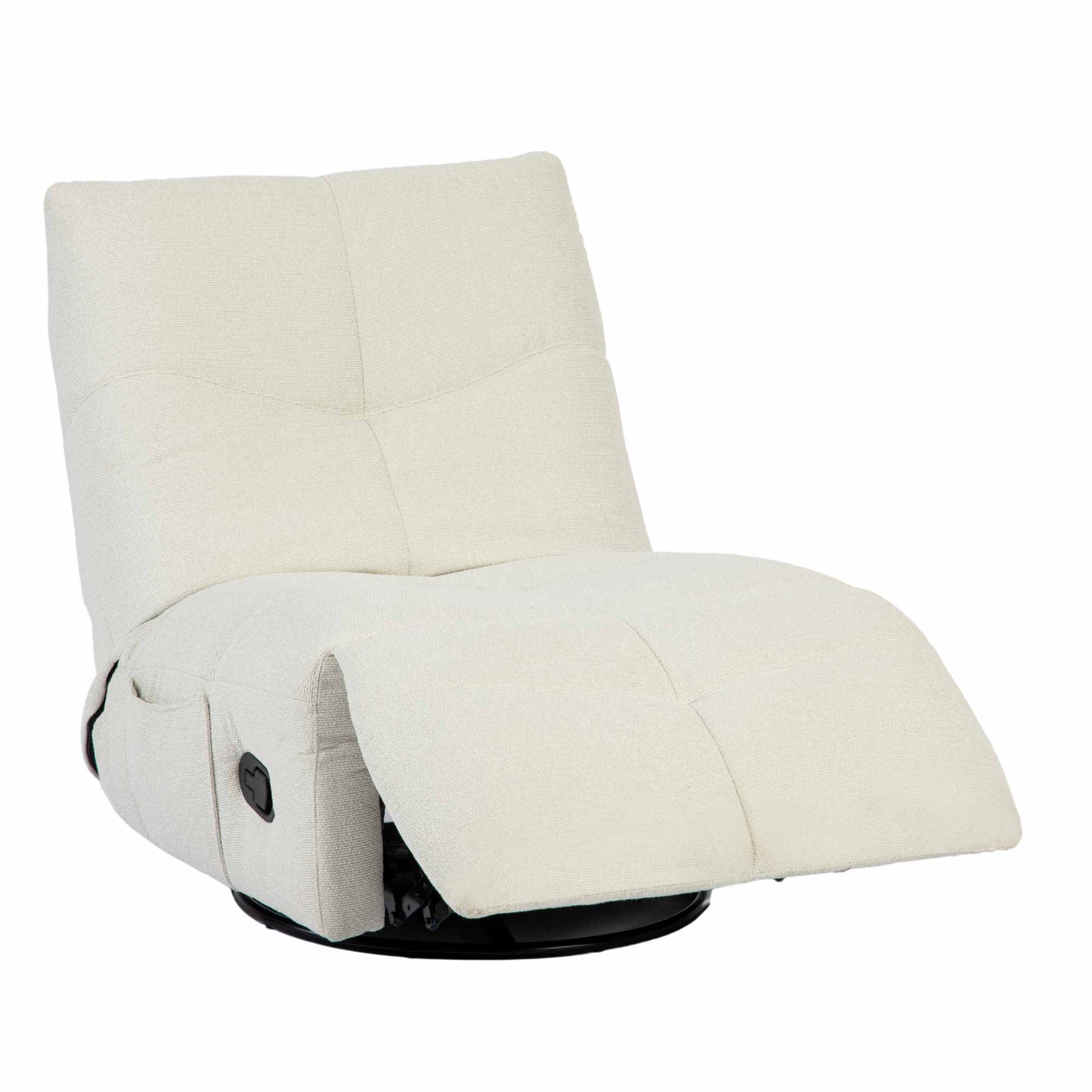 Witte relaxfauteuil met opklapbare voetensteun en hoge, gevoerde rug