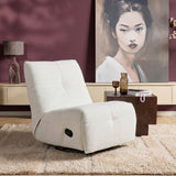 Witte relaxfauteuil met opklapbare voetensteun en zijdelingse bedieningsknop