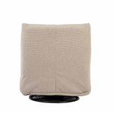 Taupe relaxfauteuil met hoge rug en naadaccenten, zwarte draaibasis