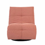 Roze relaxfauteuil vooraanzicht met gestikte blokken op rug en zitting.