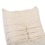 Taupekleurige relaxfauteuil met hoge rugkussens en horizontale stiksels