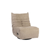 Taupe relaxfauteuil in open stand met voetensteun en dikke zitting