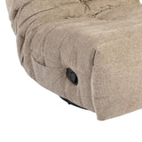 Taupe relaxfauteuil met bedieningspaneel op armleuning en zwarte ondervoet