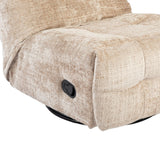 Beige relaxfauteuil met armsteun en ronde bedieningsknop op de zijkant