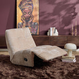 Beige relaxfauteuil met stoffering, verstelbare voetensteun en armleuningen