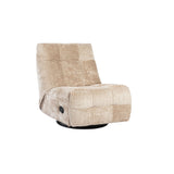 Beige relaxfauteuil met ingestelde zitstand en ronde zwarte basis