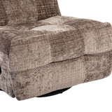 Bruin-beige relaxfauteuil met afgeronde zijkant en opgestoffeerde armleuning