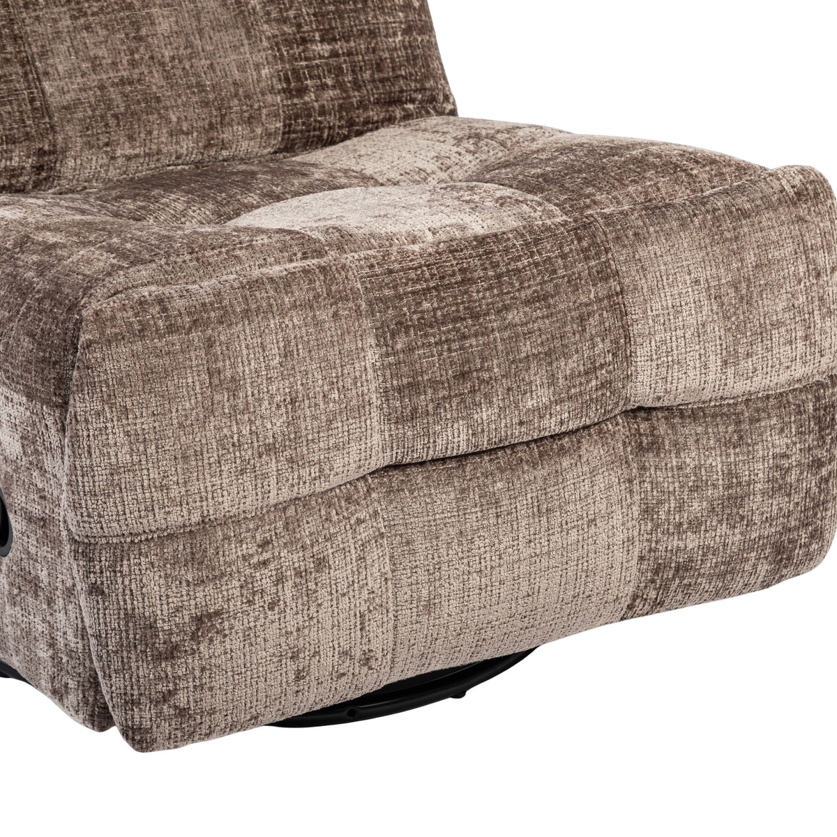 Bruin-beige relaxfauteuil met afgeronde zijkant en opgestoffeerde armleuning