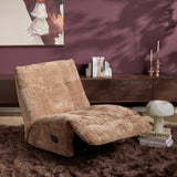 Kaneel relaxfauteuil in beige stof met rugleuning en opklapbare voetensteun
