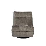 Grijze fauteuilrug met hoge leuning en vierkante naden, gestoffeerd weefsel