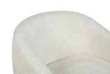 Fauteuil Yara in gebroken wit, ronde rug en zitkap met armleuning