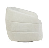 Fauteuil Yara gebroken wit, ronde kuip met horizontale stiksels