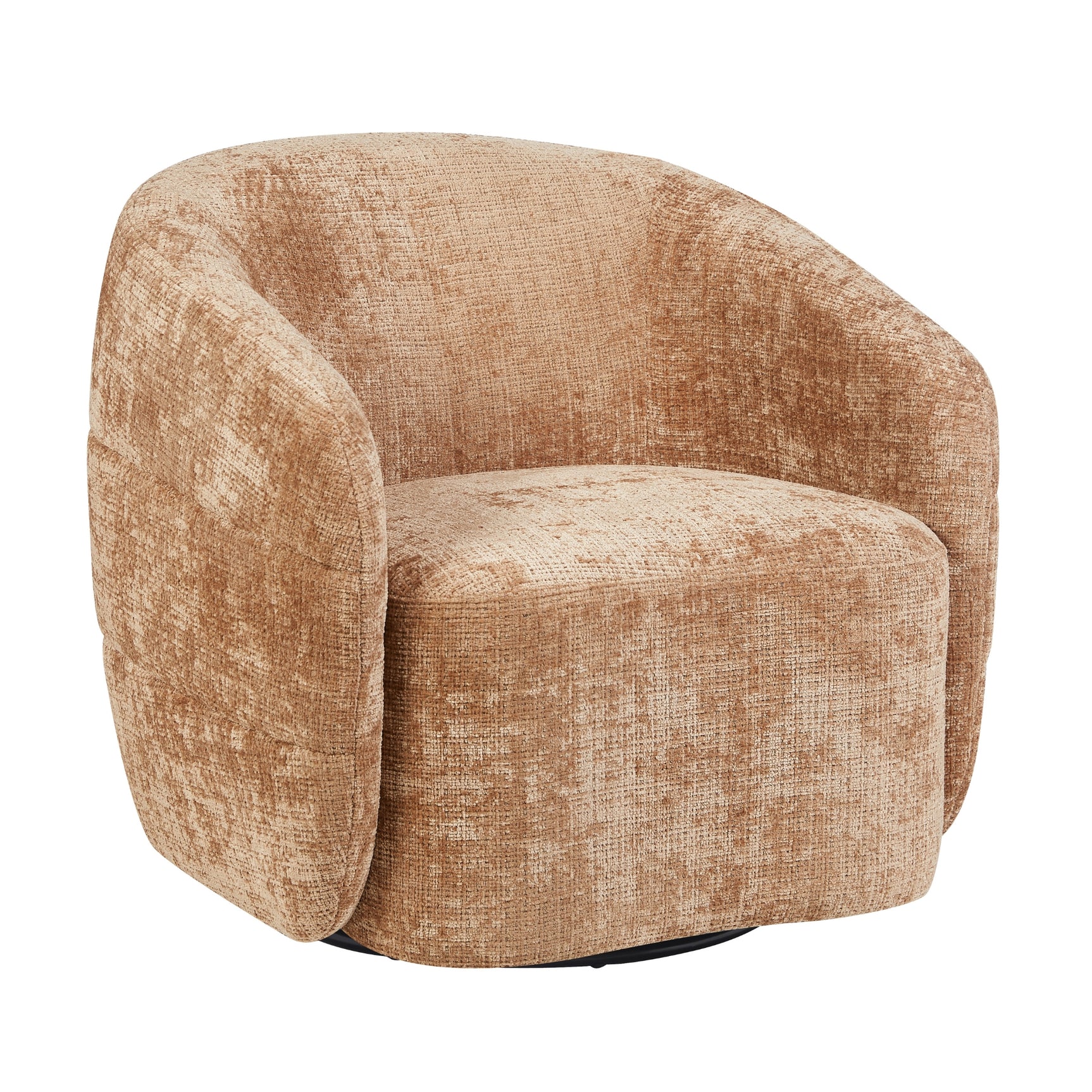 Leunstoel met afgeronde vormen en brede zitting, beige geweven stof