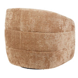 Leunstoel achterkant met verticale en horizontale stiknaden, beige stof