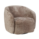Fauteuil Yara in beige geweven stof, brede zitting en afgeronde, hoge rug