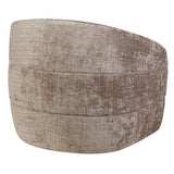 Fauteuil Yara in beige stof met horizontale stiknaden op rug en zijkant