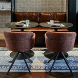 FENNE DRAAIBARE EETKAMERSTOEL GEWEVEN STOF KASTANJEBRUIN