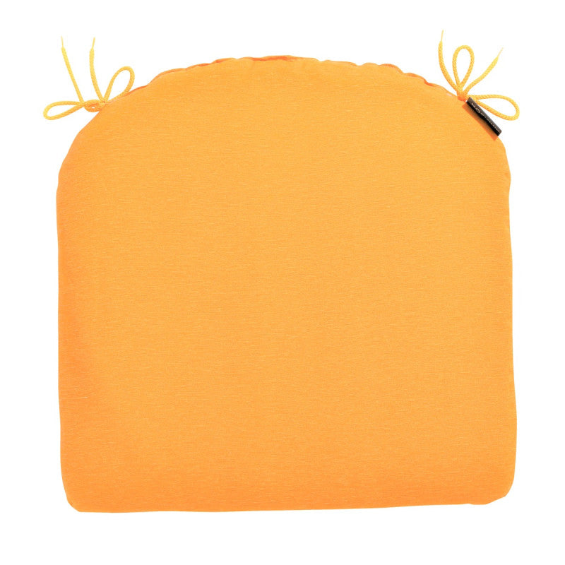 Madison zitkussen Panama golden glow, geelkleurig met afgeronde vorm en strikjes bovenhoeken