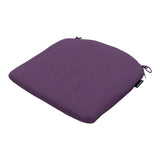 Paarse zitkussen 46x48 cm, plat liggend met koordjes en klein label